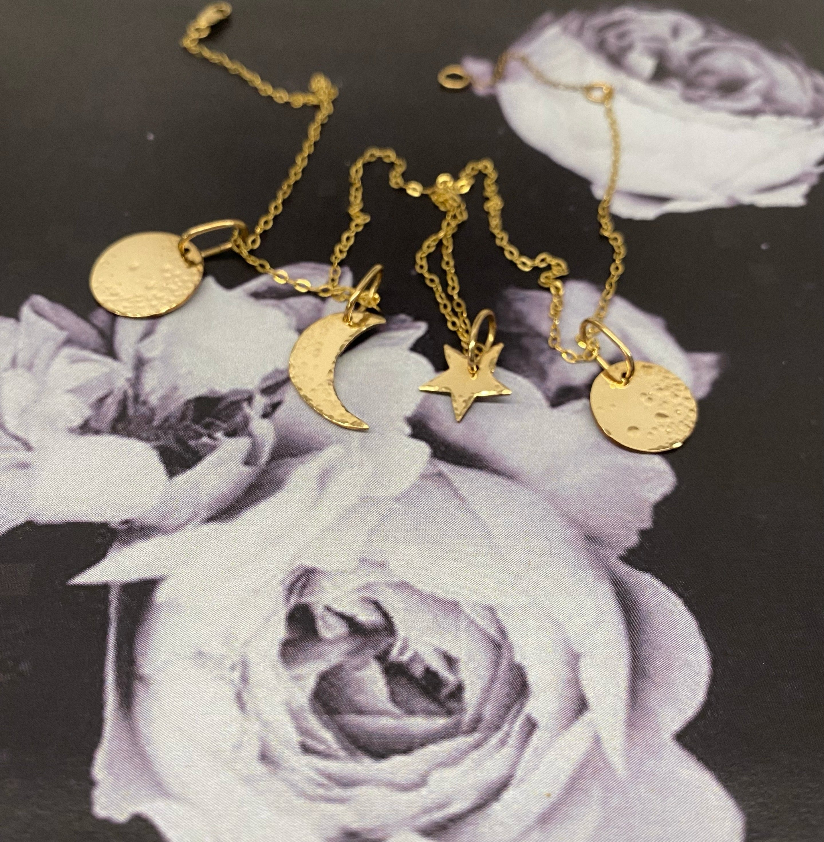 gold moon necklace celestial jewelry collection