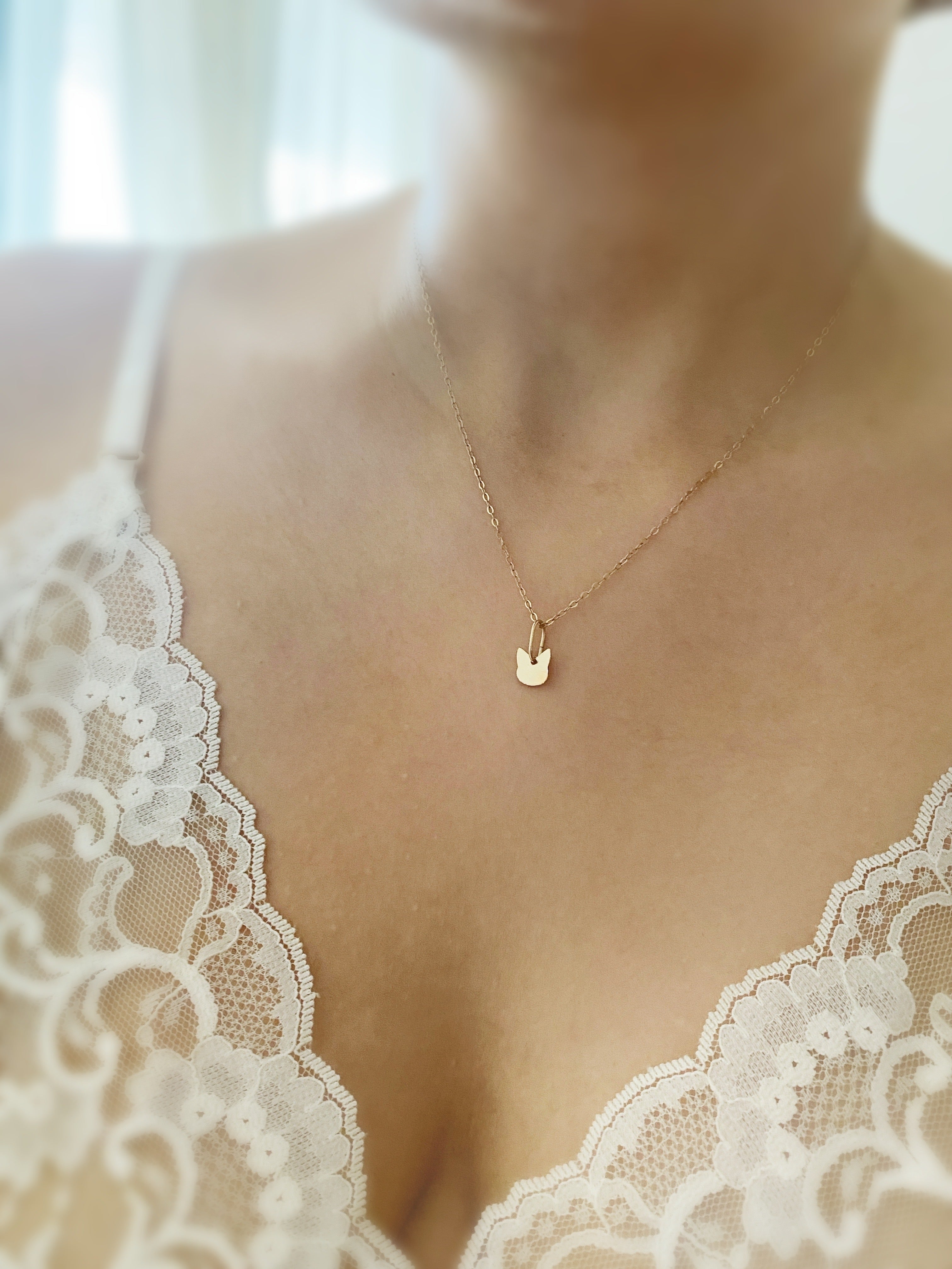 gold cat necklace love cat - andJules Jewelry