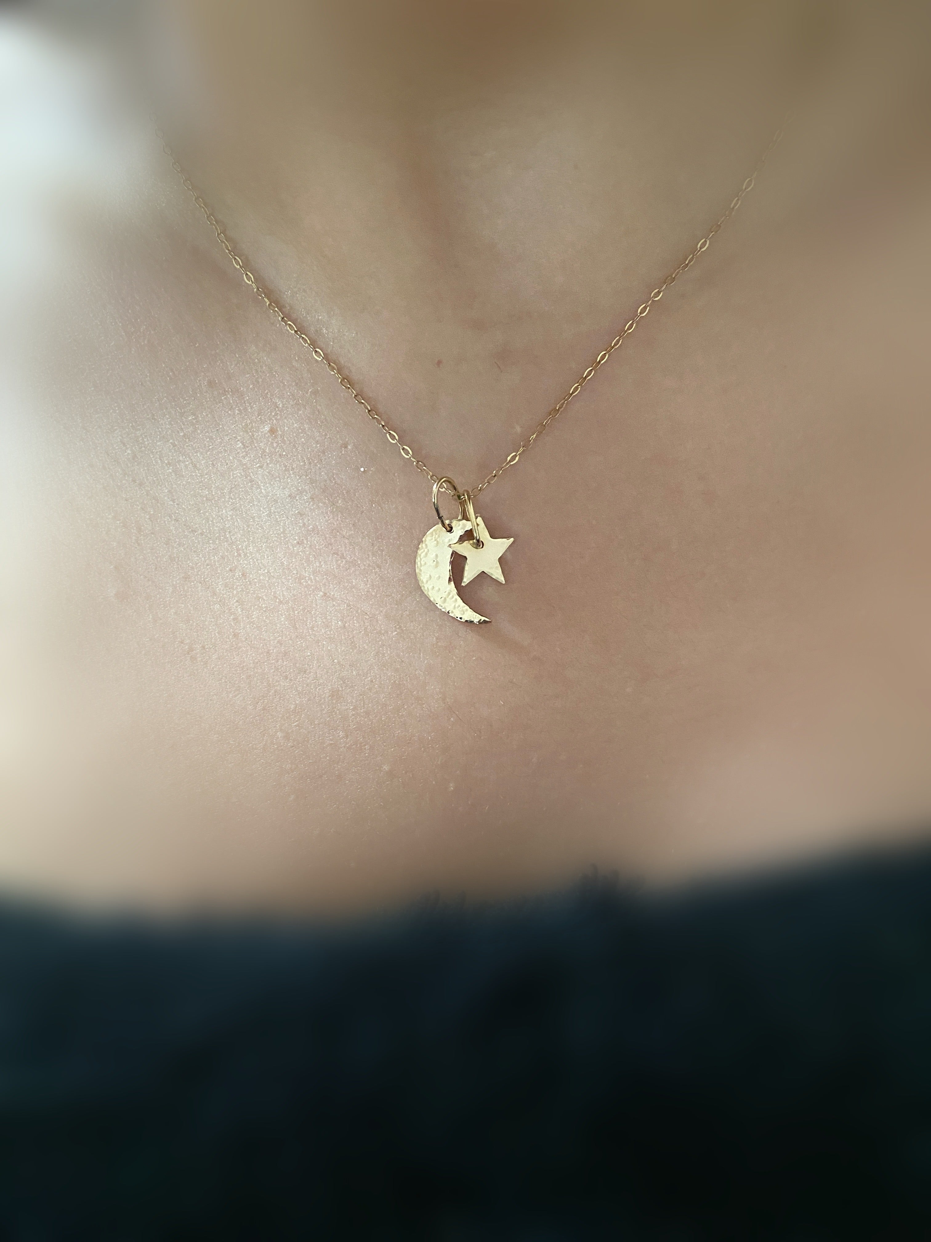 crescent moon star charms necklace dreamers - andJules Jewelry