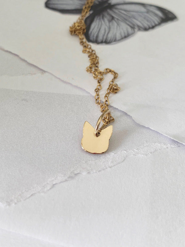 gold cat necklace 14k gold cat necklace dainty cat necklace