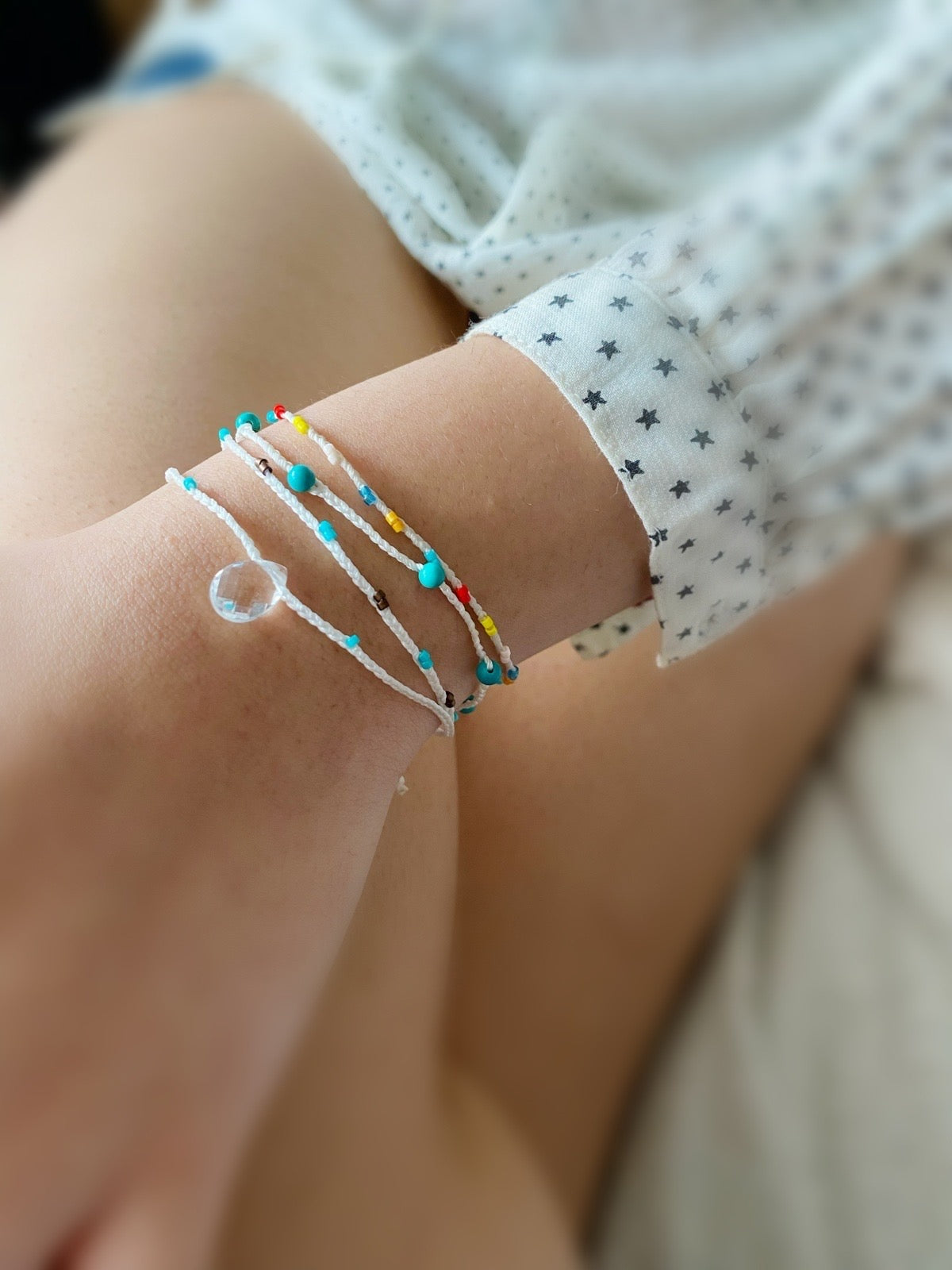 summers dream beaded bracelet white .01 - andJules Jewelry