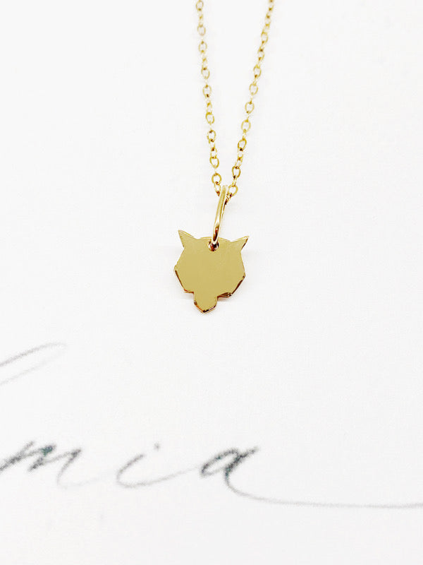 lone wolf necklace front