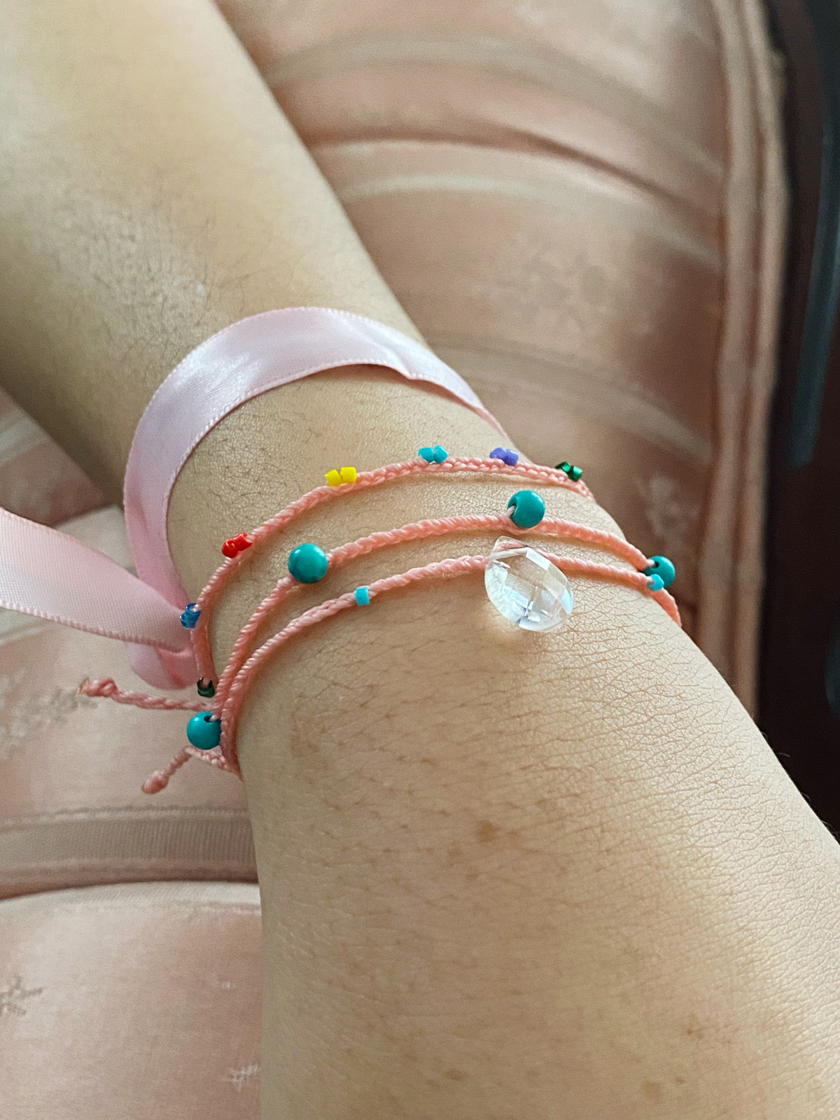 summers dream beaded bracelet pink .03 - andJules Jewelry