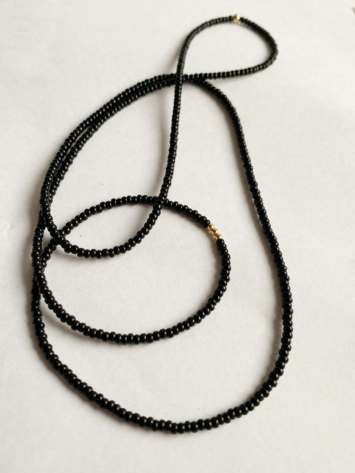 evening stars long black and gold beaded necklace - andJules Jewelry