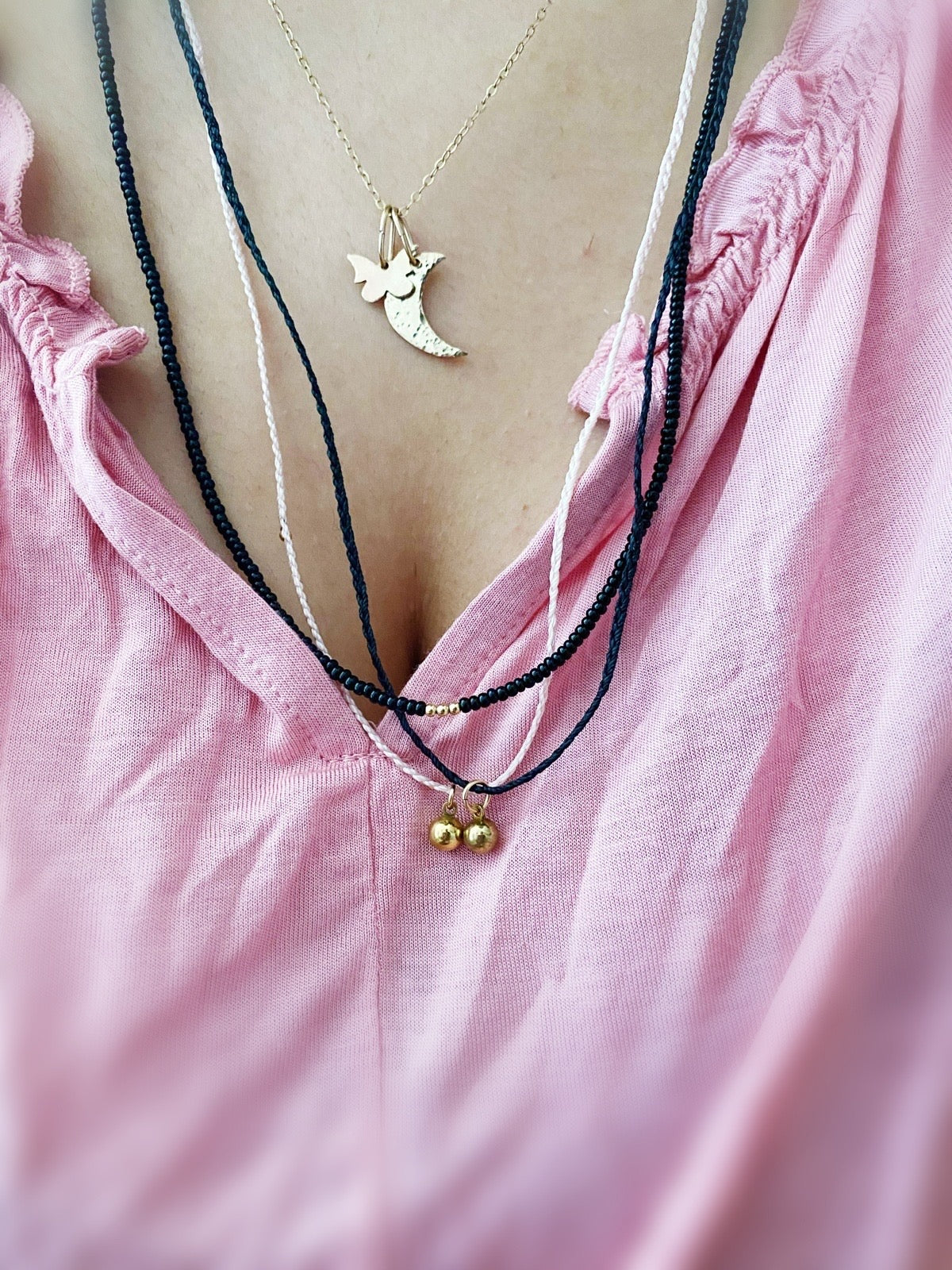 afternoon stars black and gold beaded necklace - andJules Jewelry