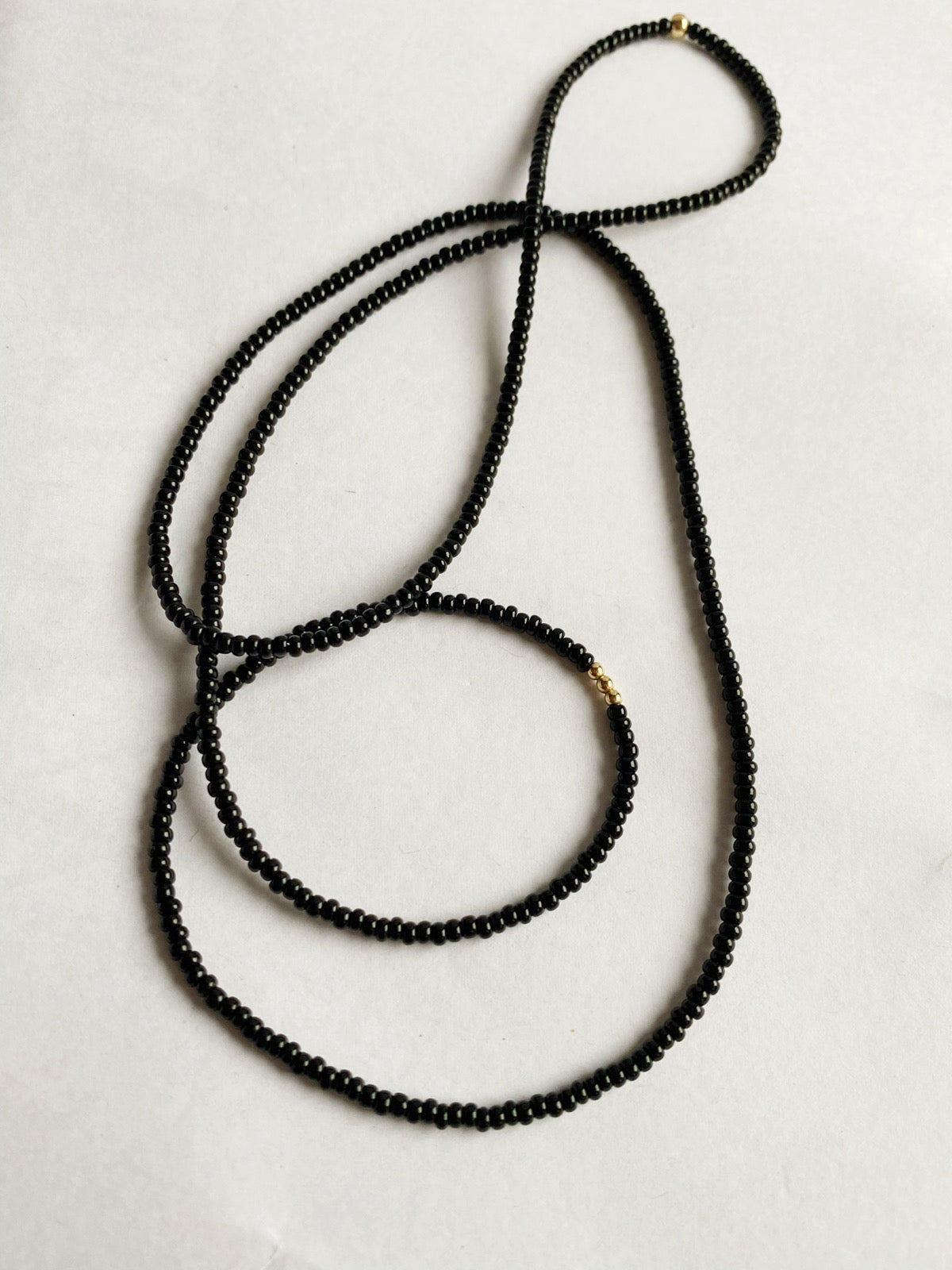 evening stars long black and gold beaded necklace - andJules Jewelry