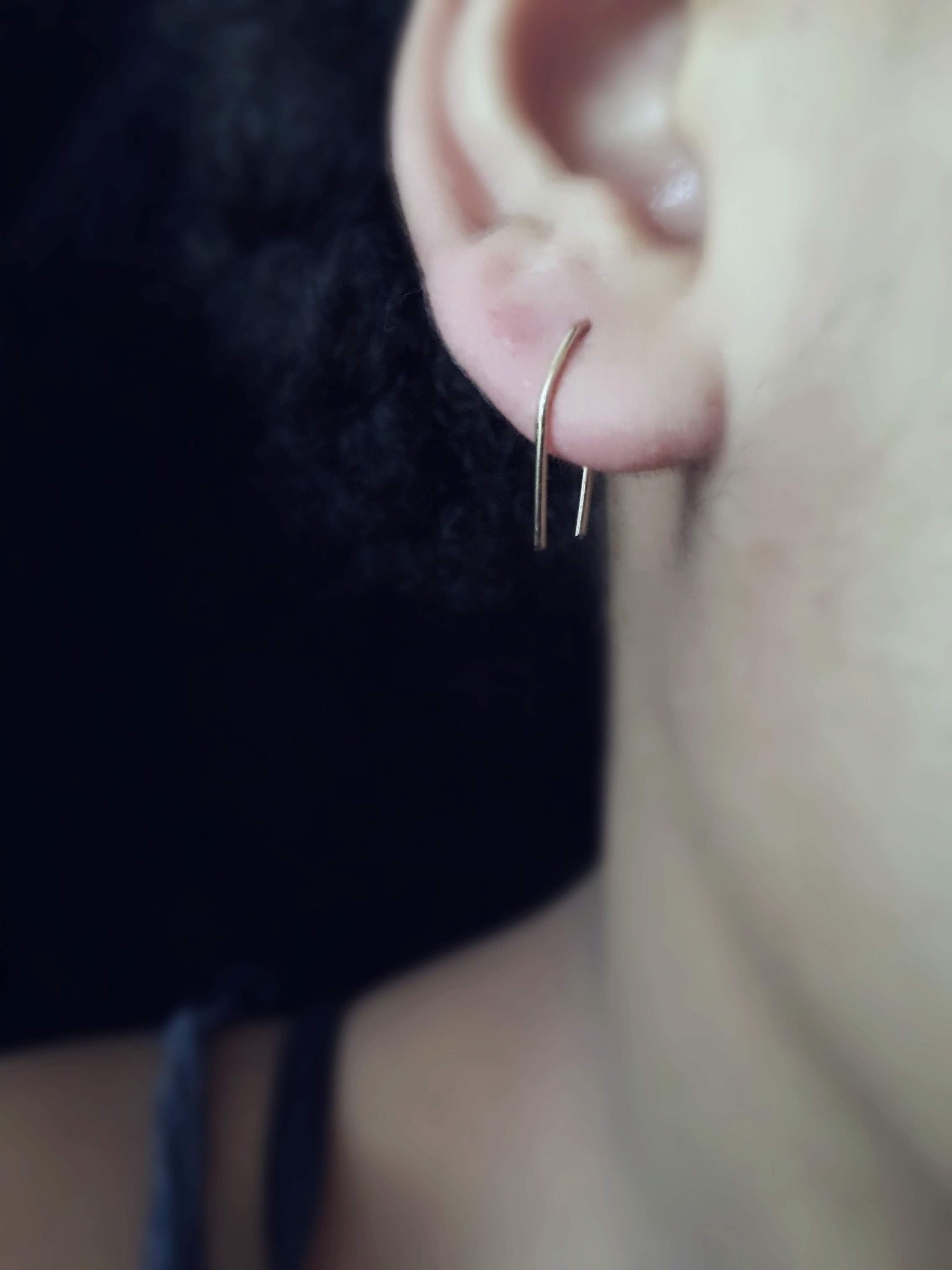 solid 14k gold arc earrings unique jewelry 