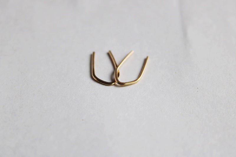 14k solid gold arc earrings minimal gold arc earrings refined earrings