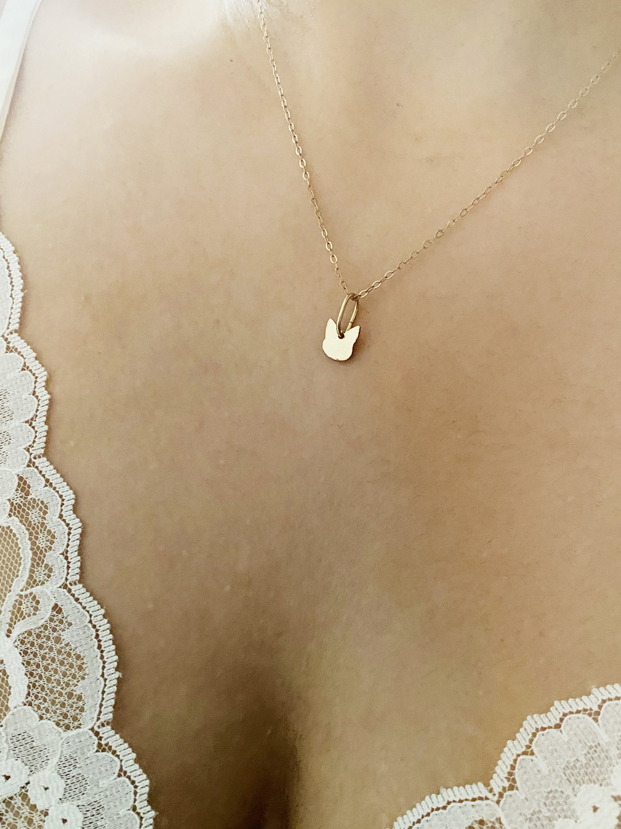 gold cat necklace love cat - andJules Jewelry