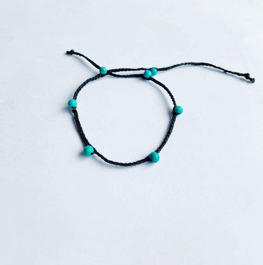 turquoise beaded bracelet in black  andJules Jewelry