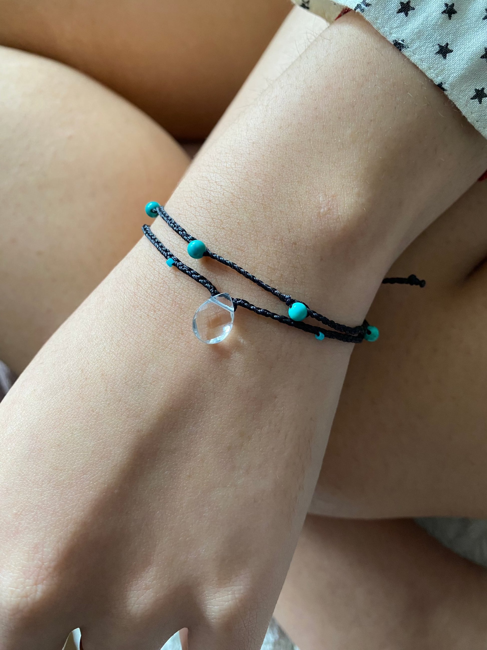  turquoise beaded bracelet wrist in black- andJules Jewelry