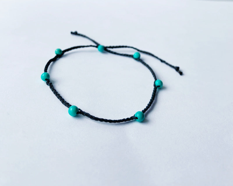 blue skies turquoise beaded bracelet black soir .02 - andJules Jewelry