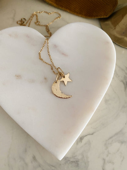 crescent moon star charms necklace dreamers - andJules Jewelry