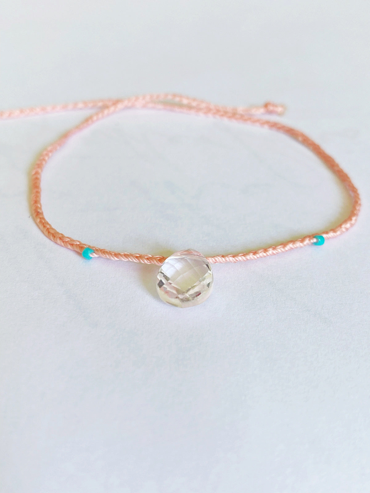 crystal quartz bracelet morning tides in dusty rose - andJules Jewelry