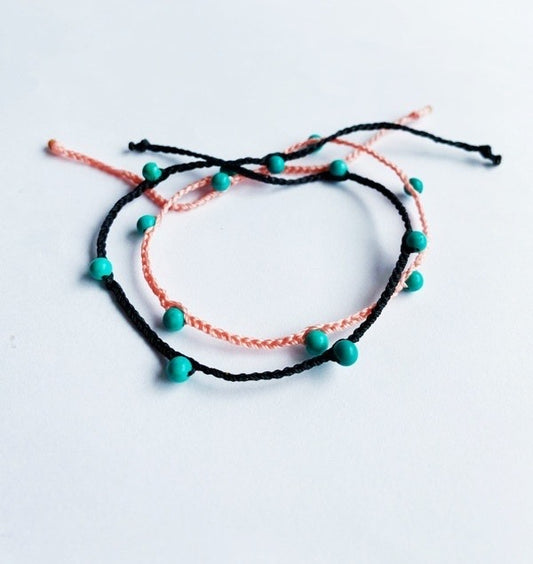 blue skies turquoise beaded bracelet dusty rose pink .03 - andJules Jewelry