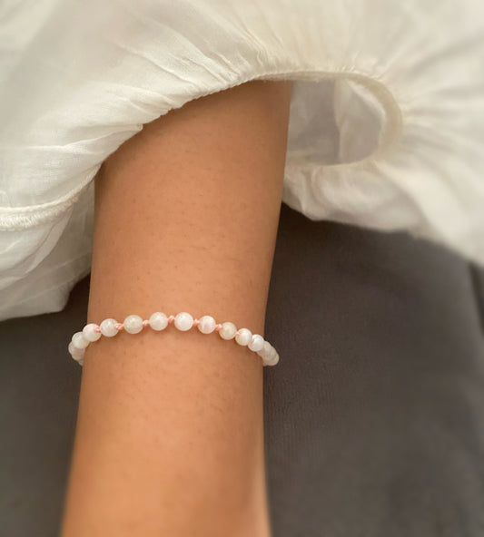 tomorrow’s dream moonstone rose handknotted bracelet - andJules Jewelry