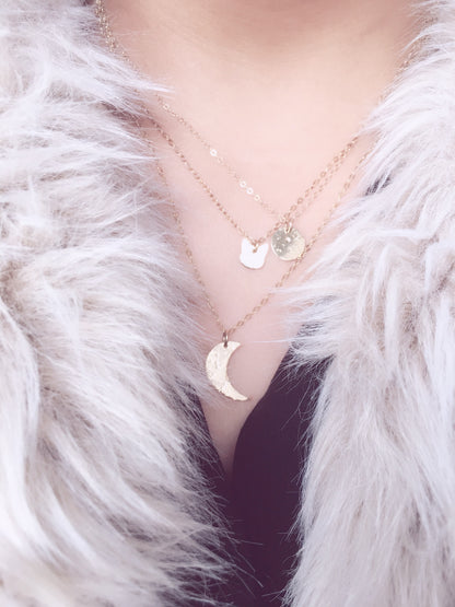 crescent moon necklace layered