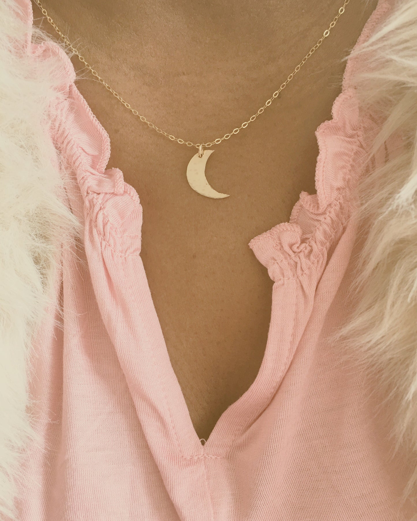 crescent moon necklace front refined free spirited jewelry