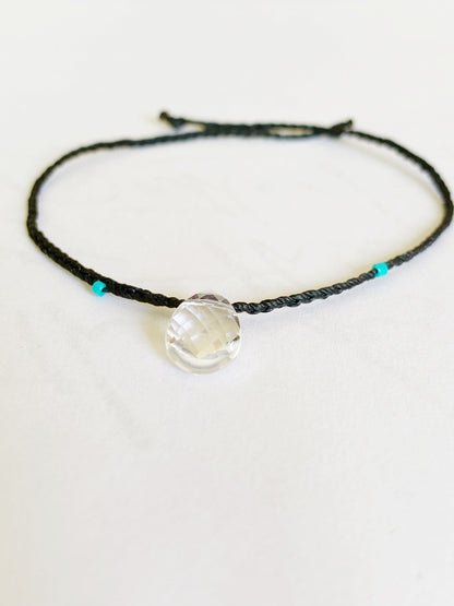 morning tides crystal quartz friendship bracelet soir black - andJules Jewelry