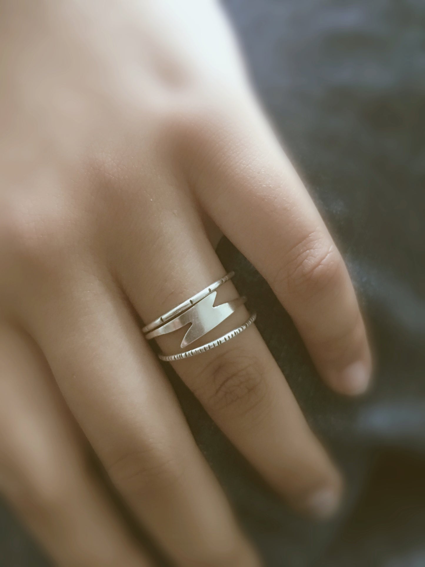 minimal wedding ring set,  delicate wedding ring set dusk + dawn ring set - andJules Jewelry