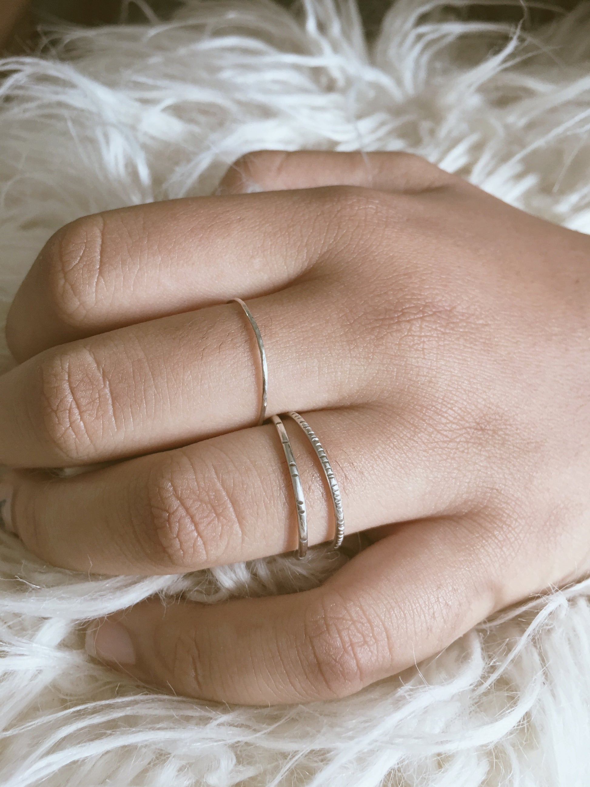 timeless sterling silver wedding set, dusk + dawn ring set - andJules Jewelry