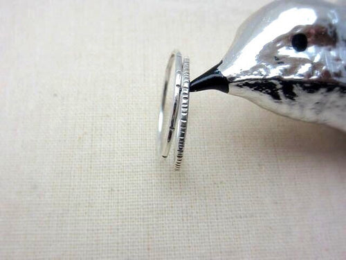 delicate wedding rings, sterling silver wedding rings, dusk + dawn ring set - andJules Jewelry